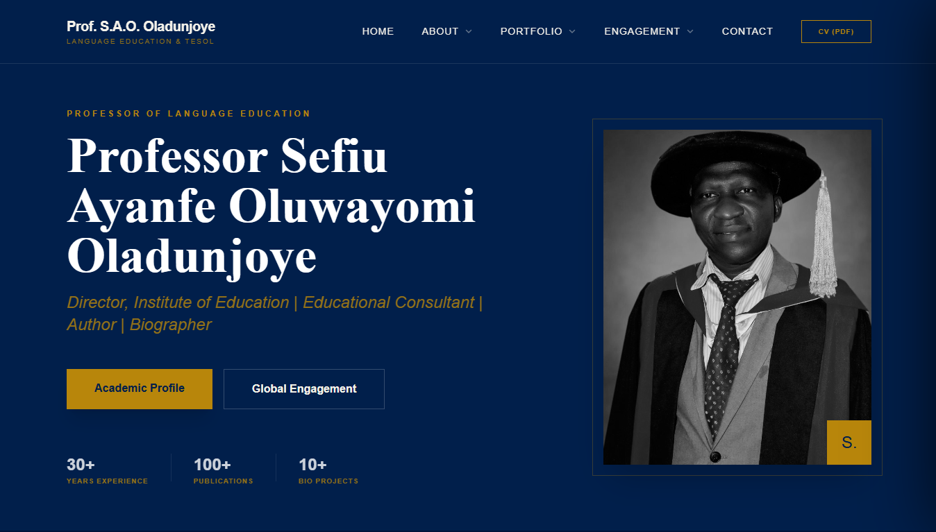 Professor Saoluwayomi Oladunjoye Portfolio