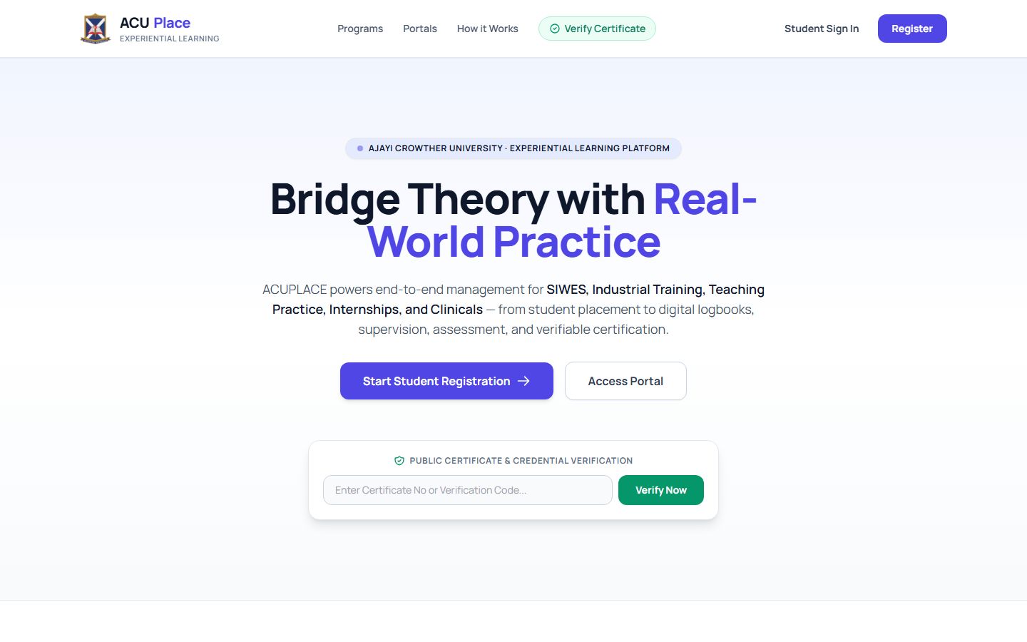 ACUPLACE Experiential Learning Platform